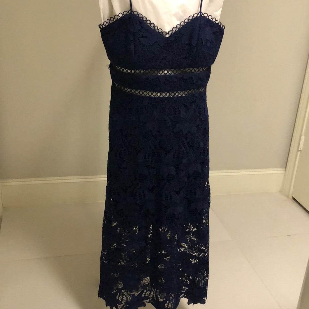 Bardot spaghetti strap cutout lace dress